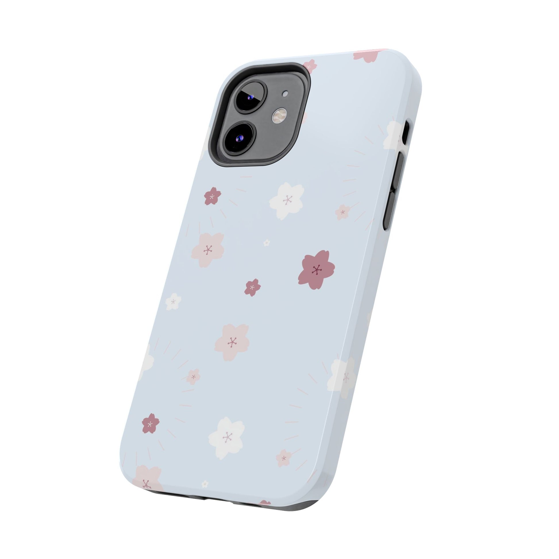 seamless cute lovely pink and white cherry blossom Tough Phone Cases