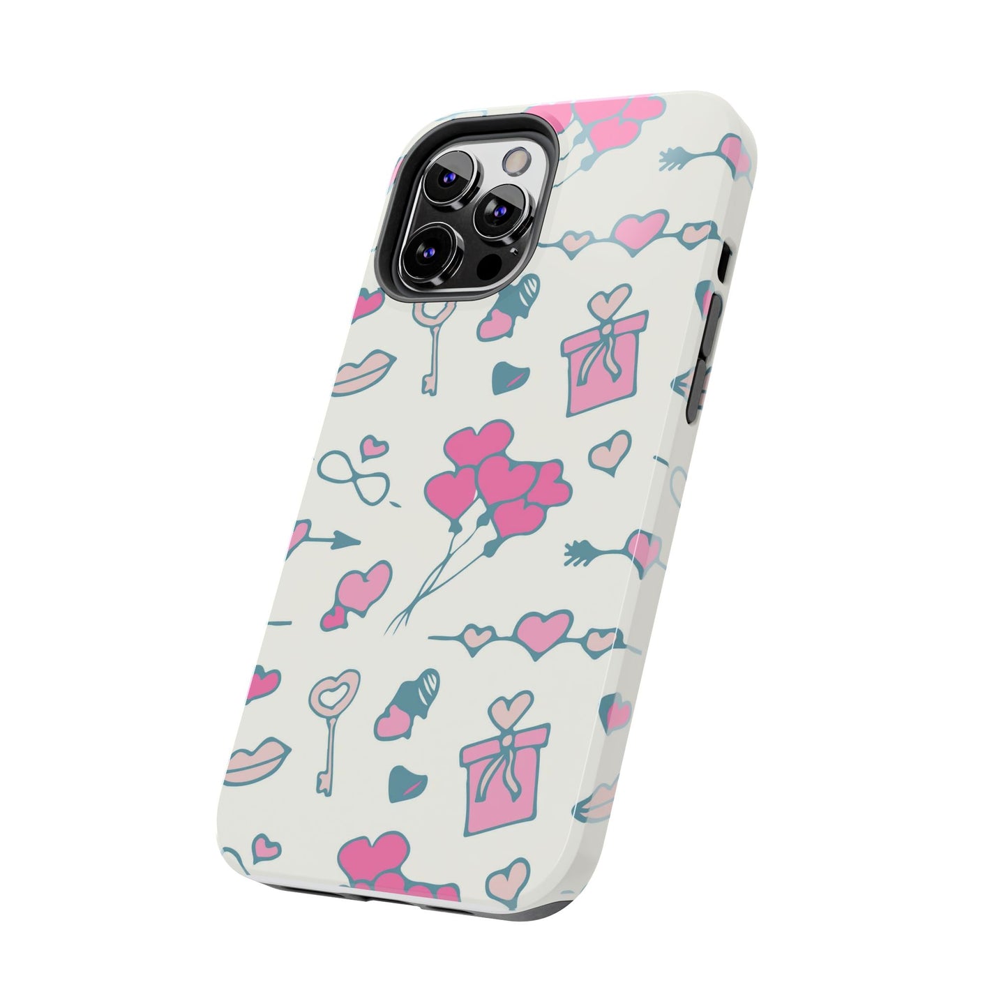 Pink seamless pattern with cute love doodles Tough Phone Cases