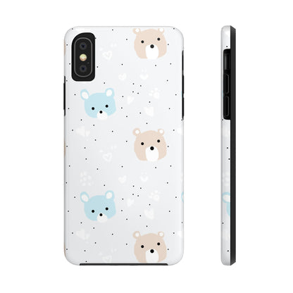 Seamless Pattern with Cute Cartoon Bear Face Tough Phone Cases iPhone XS