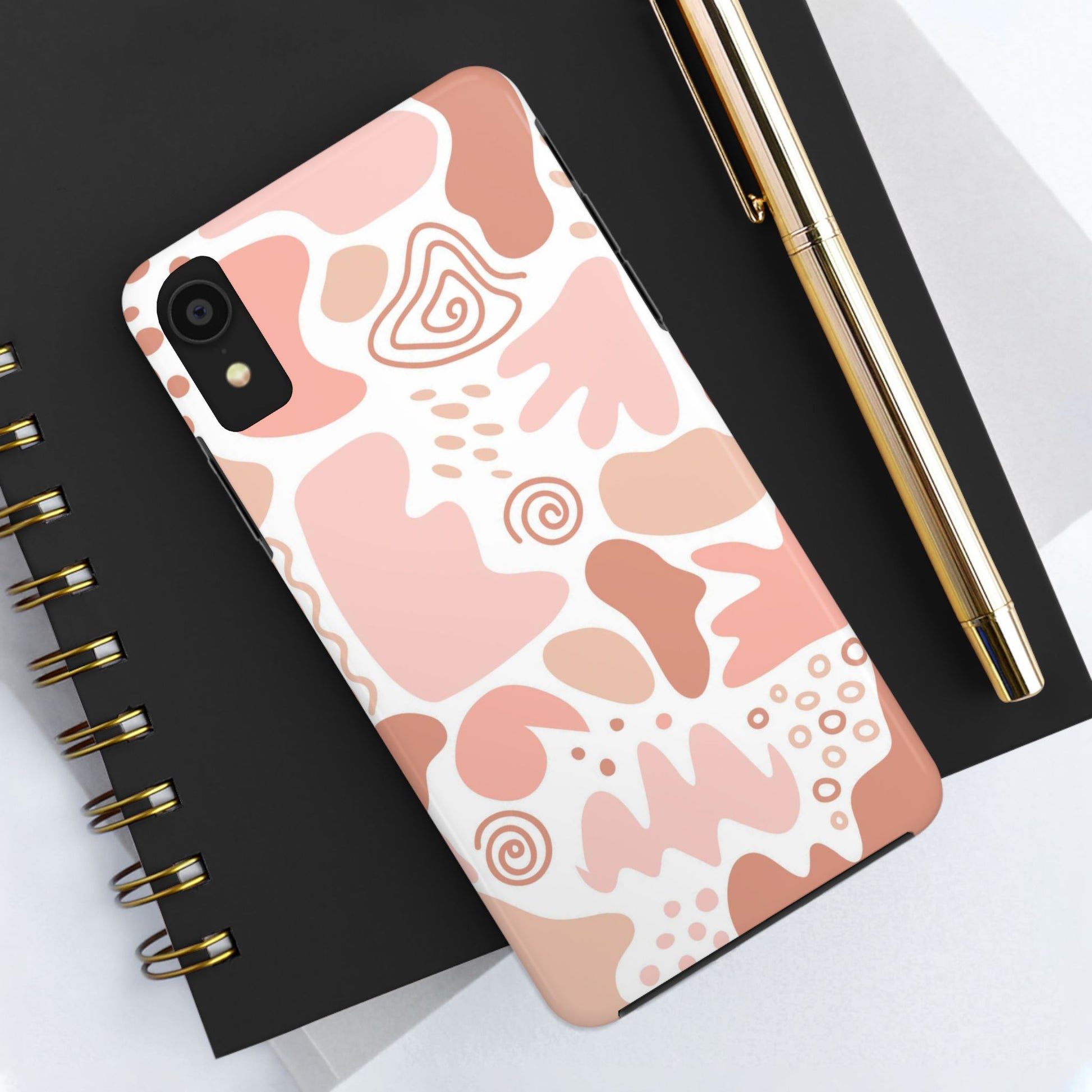 Set of organic abstract shapes in pastel colors. Pink and beige Tough Phone Cases