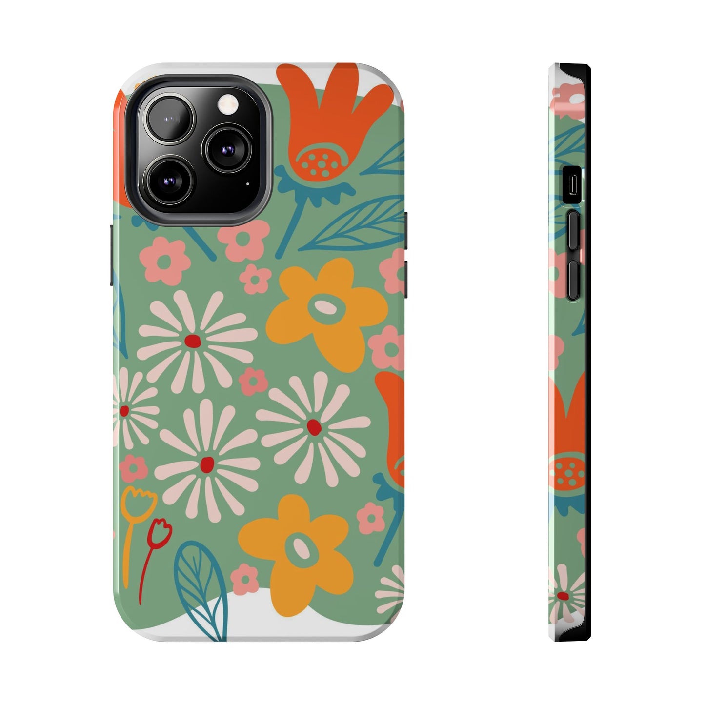 flowers in trendy retro Tough Phone Cases iPhone 13 Pro Max