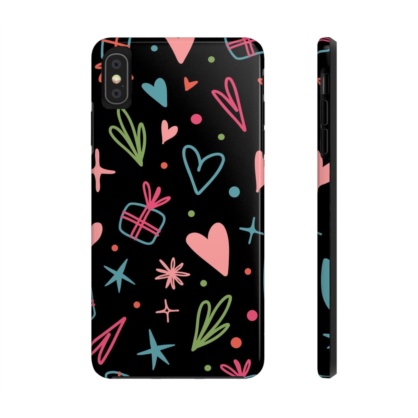 Valentine Day Doodle seamless pattern Tough Phone Cases iPhone XS MAX