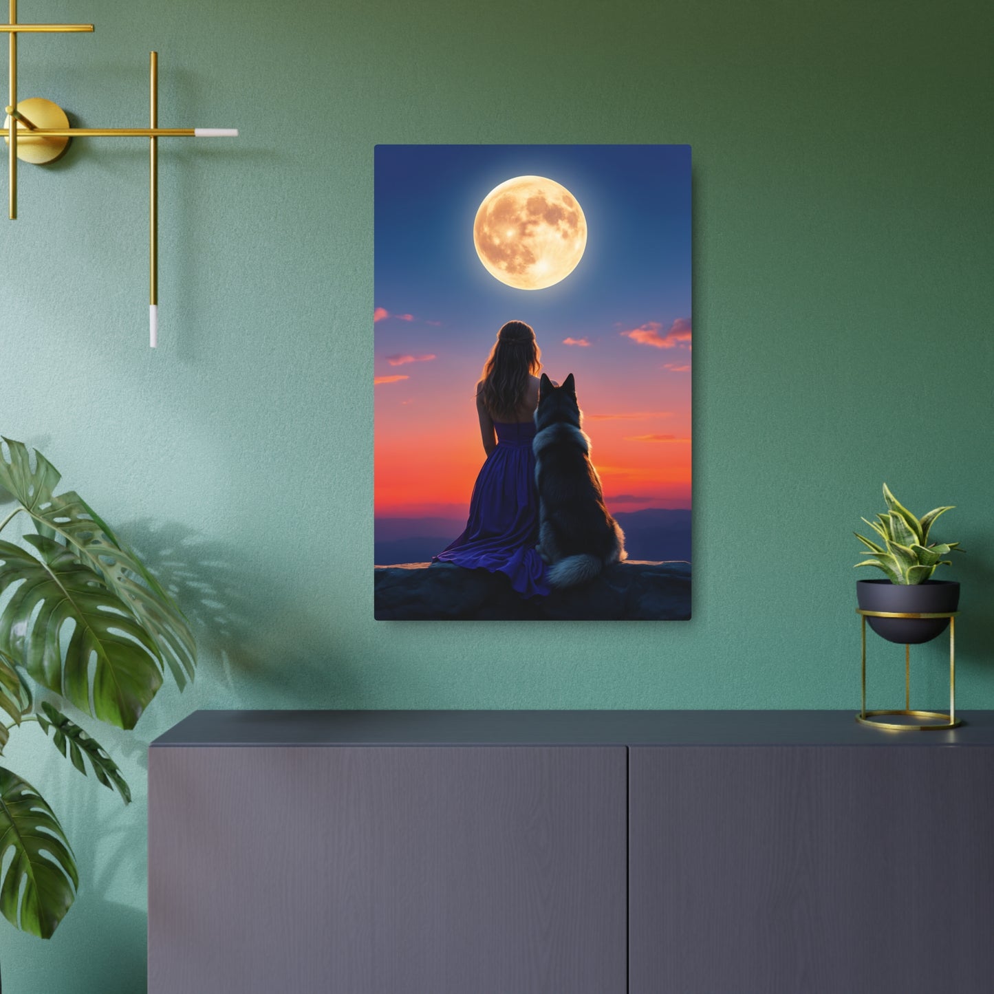 Moonlit Serenity: Enchanted Evening with Nature's Companion metal sign 20″ x 30″ (Vertical) 0.12''