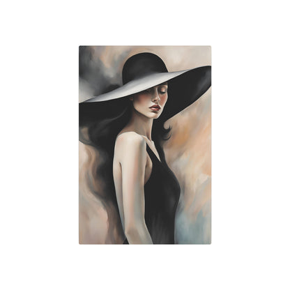 Elegance in Simplicity: Captivating Black and White Hat Art Metal Art Sign