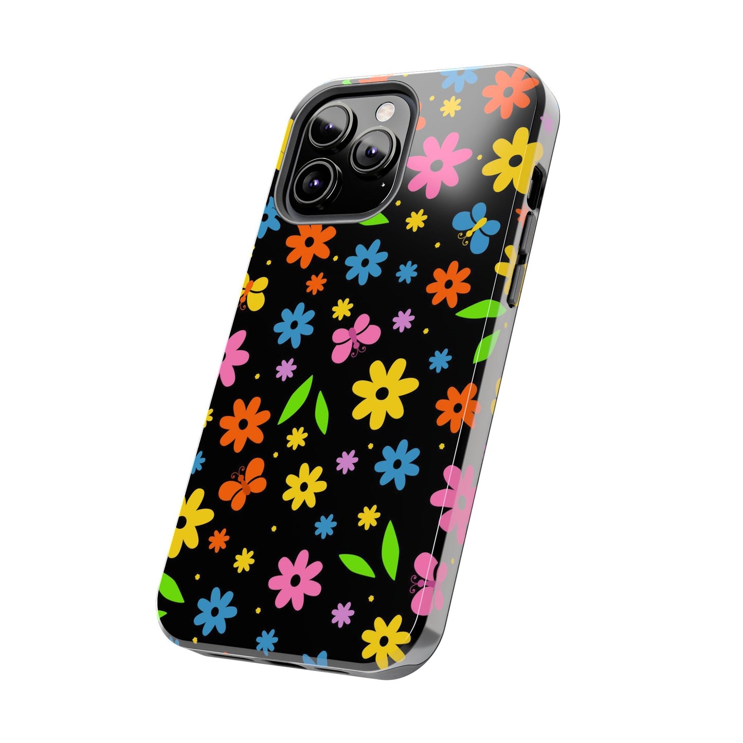 Cute pattern with simple flowers and butterflies. Tough Phone Cases