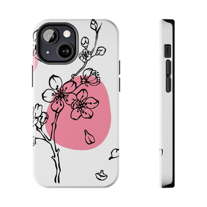 Spring blossom monochrome line art floral Tough Phone Cases iPhone 13 Mini