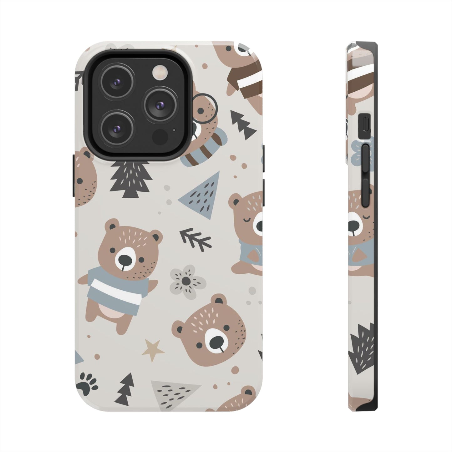 Scandinavian Teddy Bear Seamless Pattern Tough Phone Cases iPhone 14 Pro