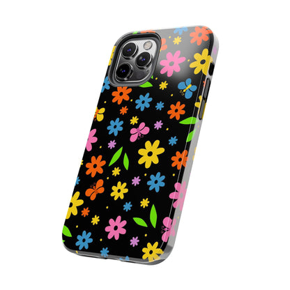 Cute pattern with simple flowers and butterflies. Tough Phone Cases