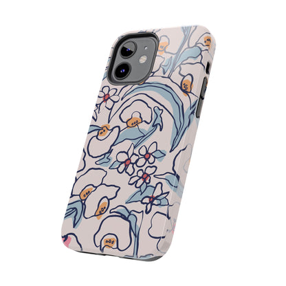 hand-drawn flower sketch Tough Phone Cases