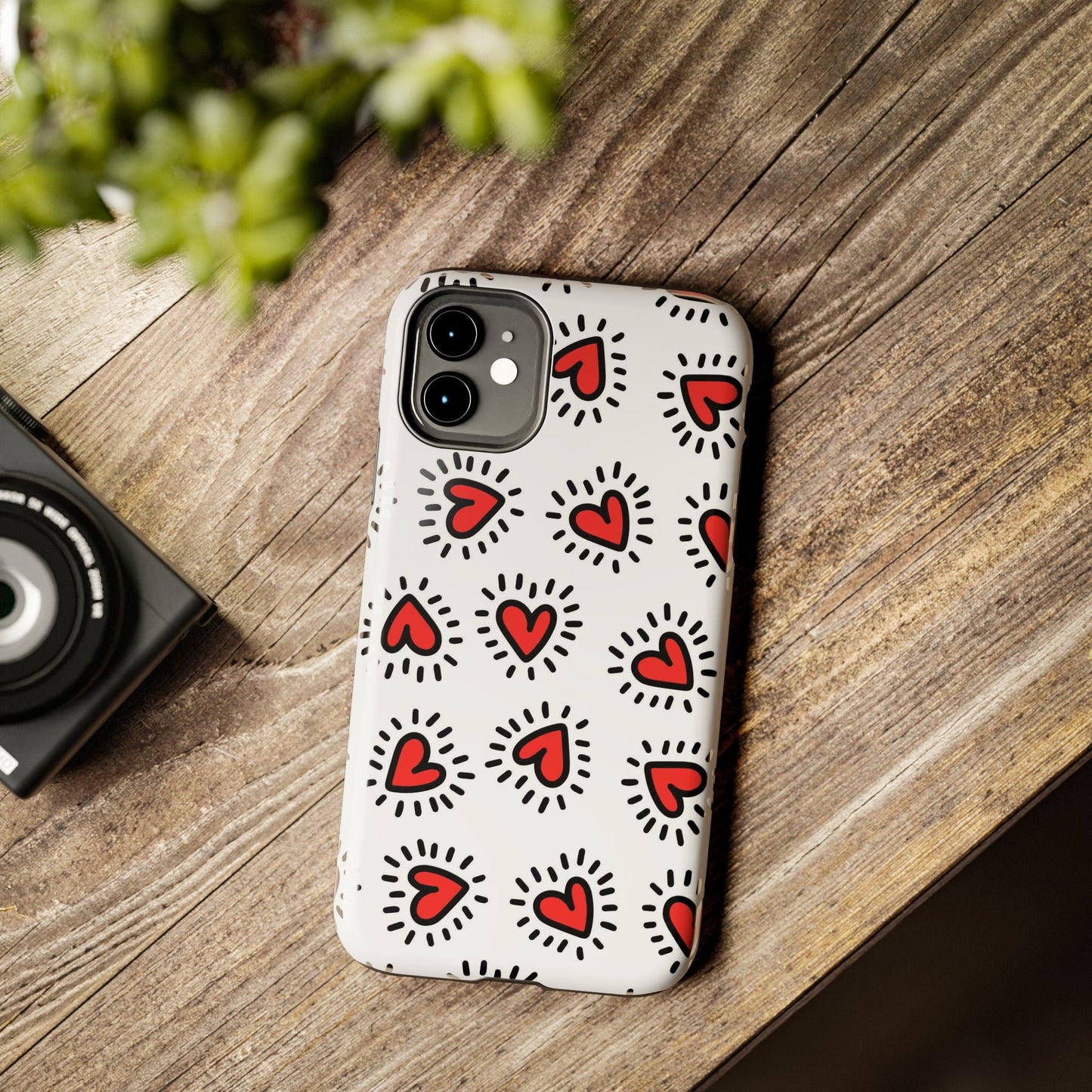 seamless pattern of Red hearts Tough Phone Cases