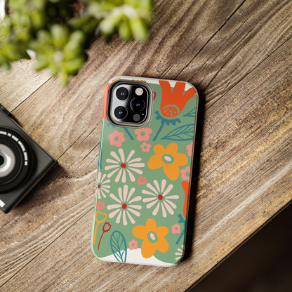 flowers in trendy retro Tough Phone Cases