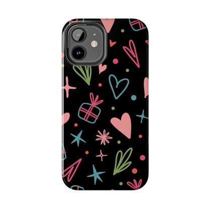 Valentine Day Doodle seamless pattern Tough Phone Cases