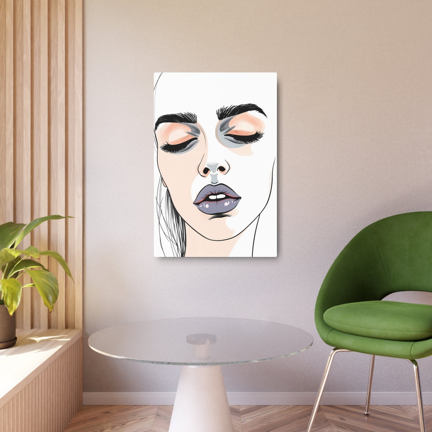 Whispers of Elegance: A Portrait of Modern Beauty Metal Art Sign