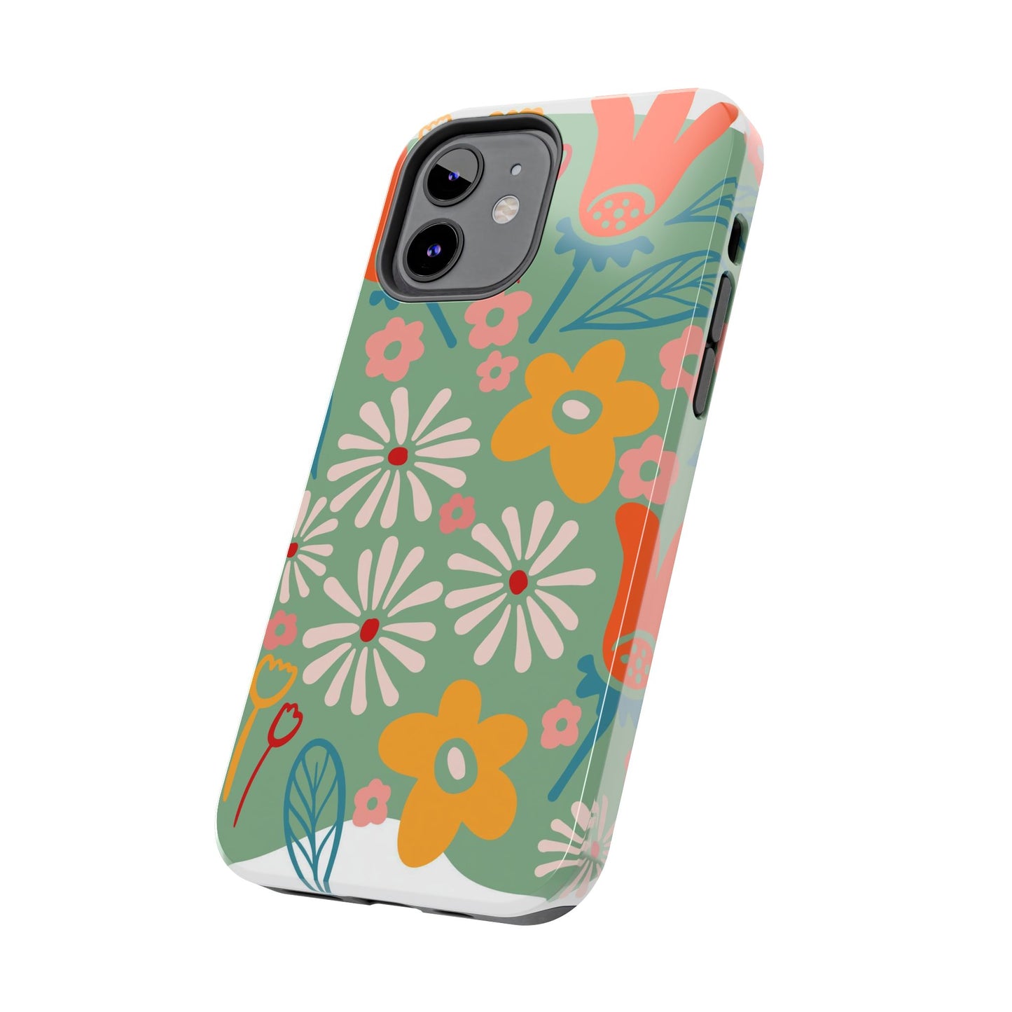 flowers in trendy retro Tough Phone Cases