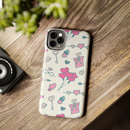 Pink seamless pattern with cute love doodles Tough Phone Cases