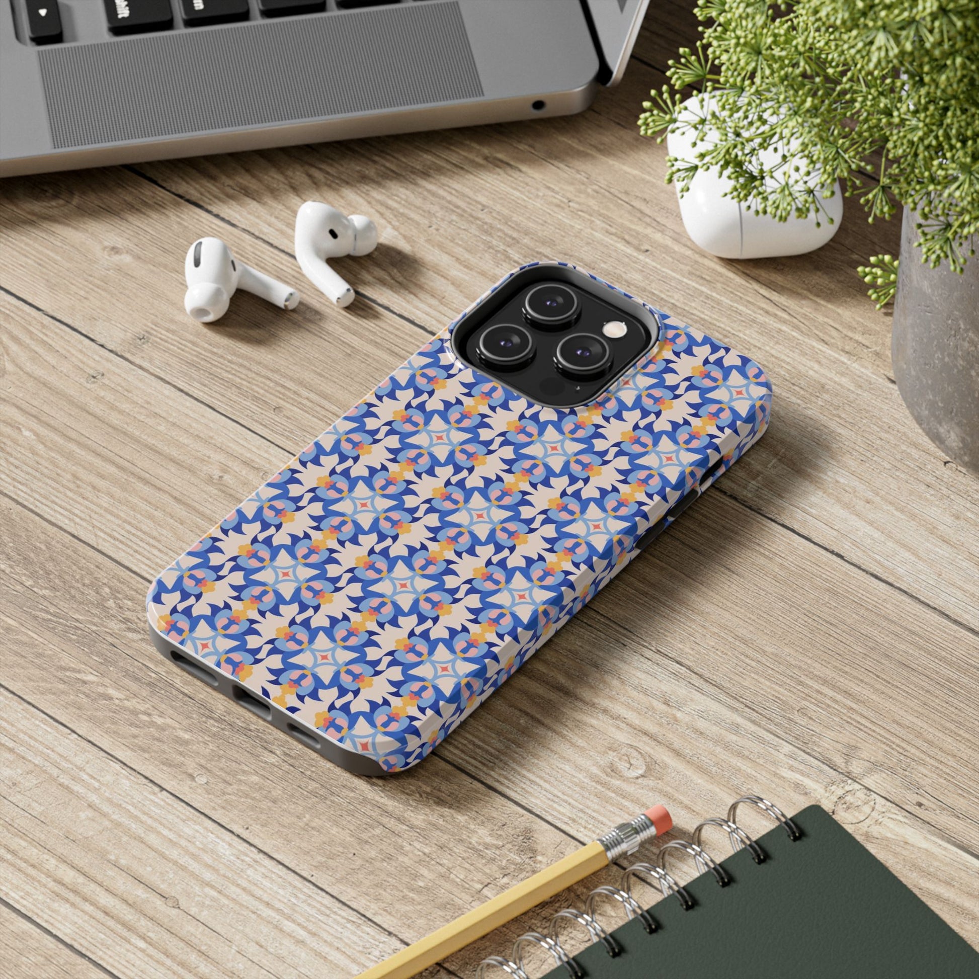 Floral Tile Pattern Tough Phone Cases