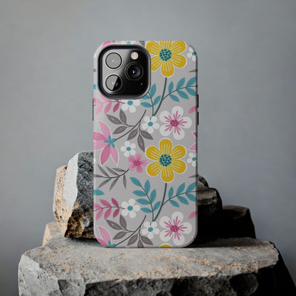 Colorful flowers and leaf Tough Phone Cases