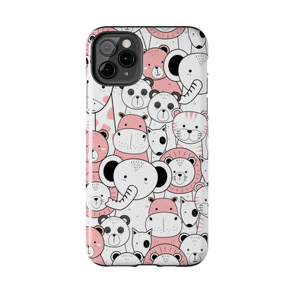 Seamless pattern with cute hand drawn wild animals Tough Phone Cases