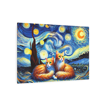 Starry Companions: Whiskers in the Night Metal Art Sign