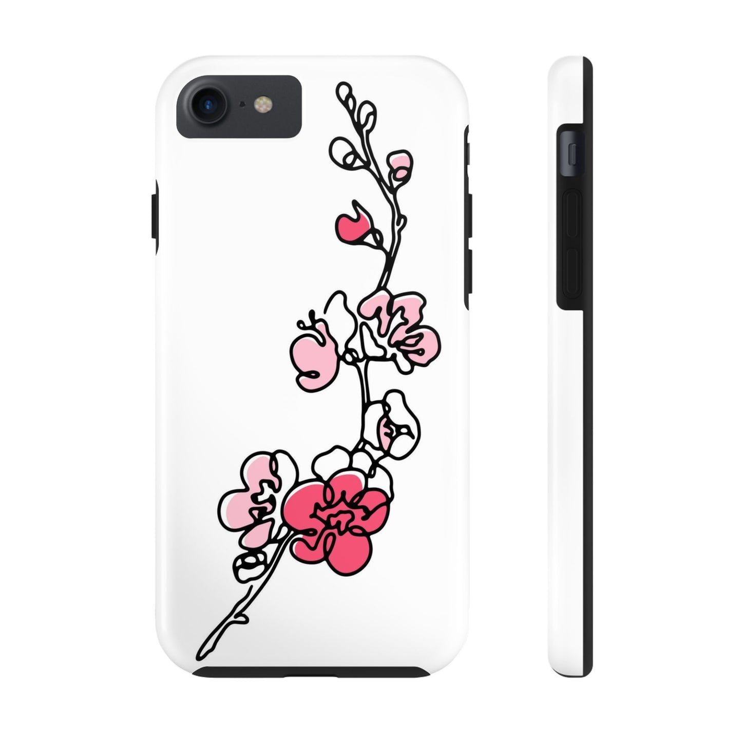 Cherry blossom single line art with abstract pink Tough Phone Cases iPhone 7, iPhone 8, iPhone SE