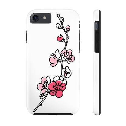 Cherry blossom single line art with abstract pink Tough Phone Cases iPhone 7, iPhone 8, iPhone SE