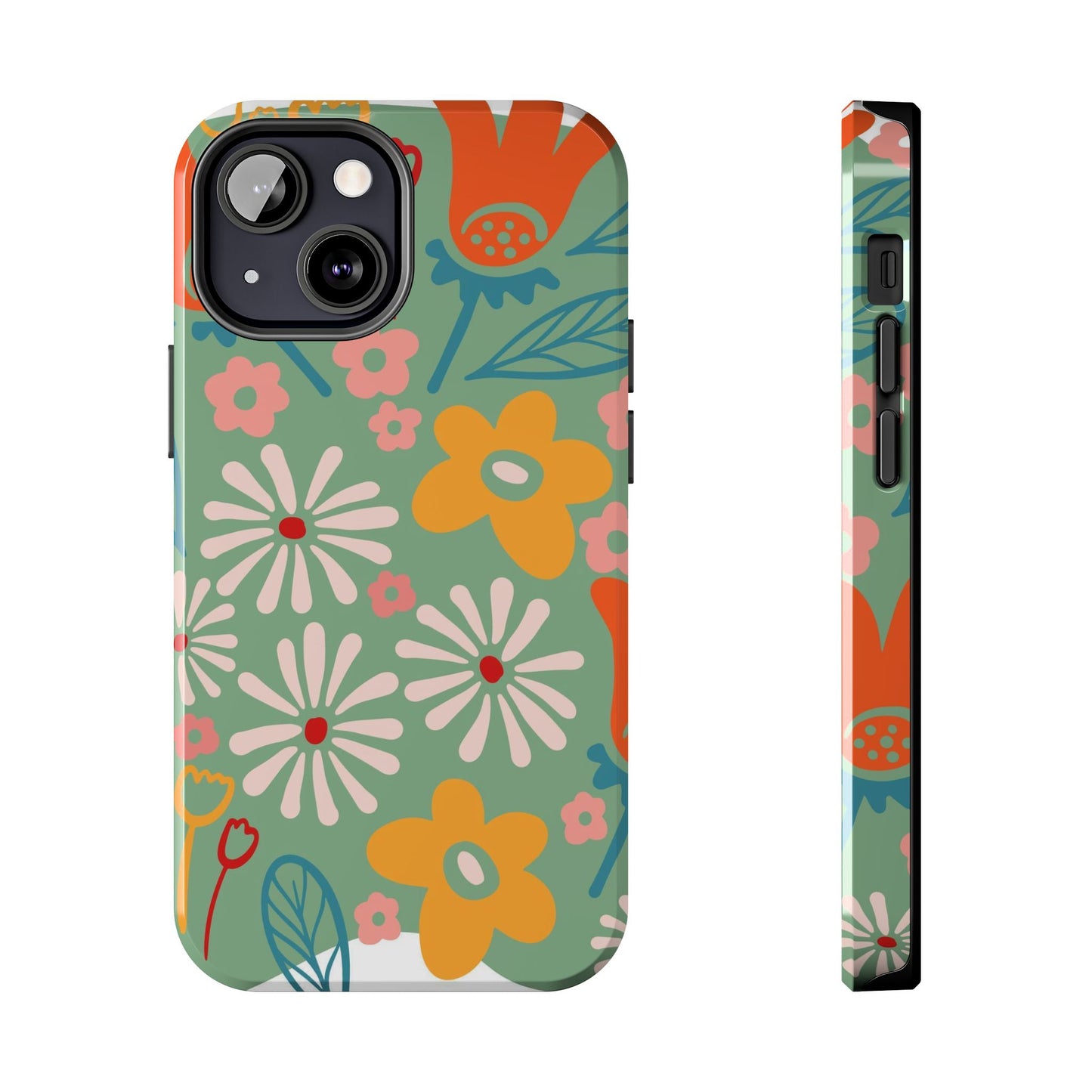 flowers in trendy retro Tough Phone Cases iPhone 13 Mini