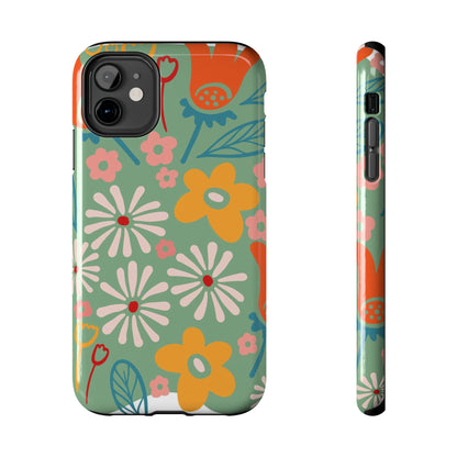 flowers in trendy retro Tough Phone Cases iPhone 11