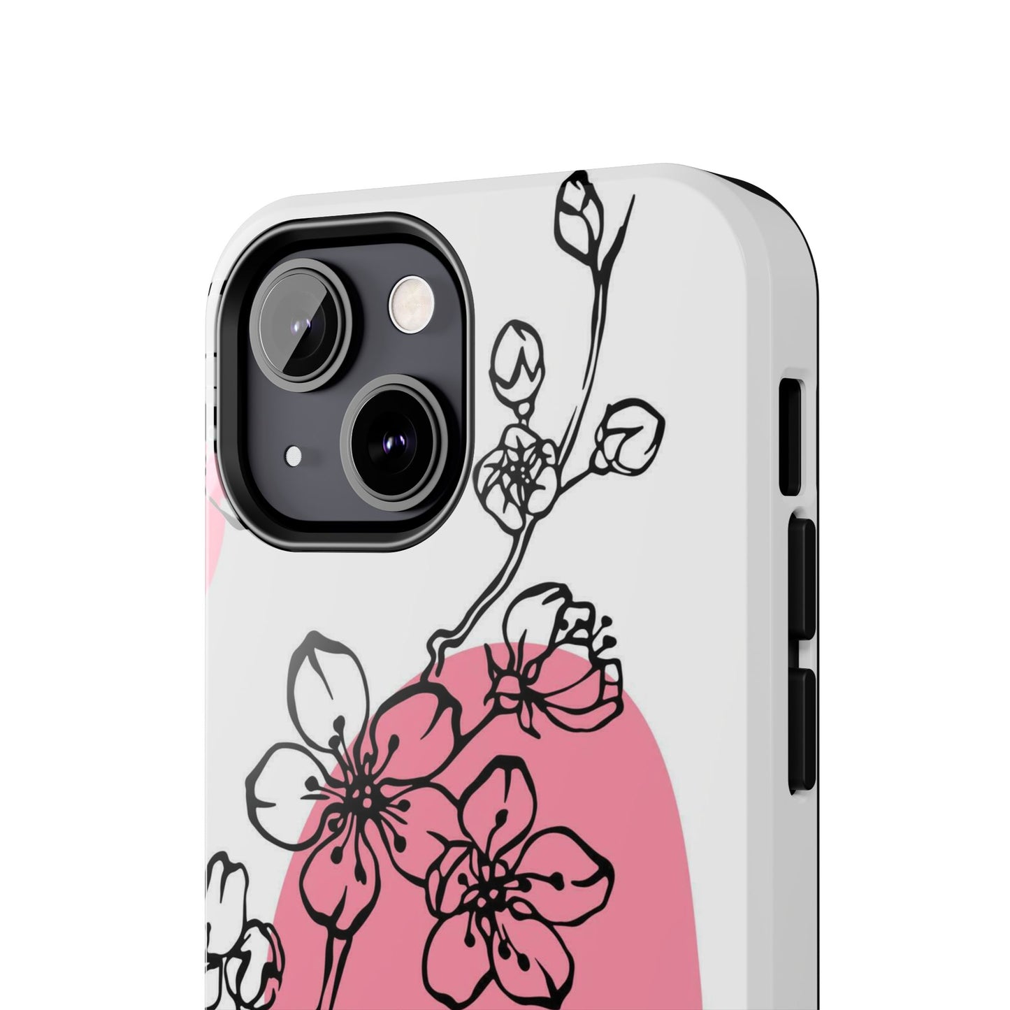 Spring blossom monochrome line art floral Tough Phone Cases