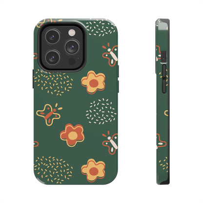 Seamless pattern with flowers and butterflies Tough Phone Cases iPhone 14 Pro