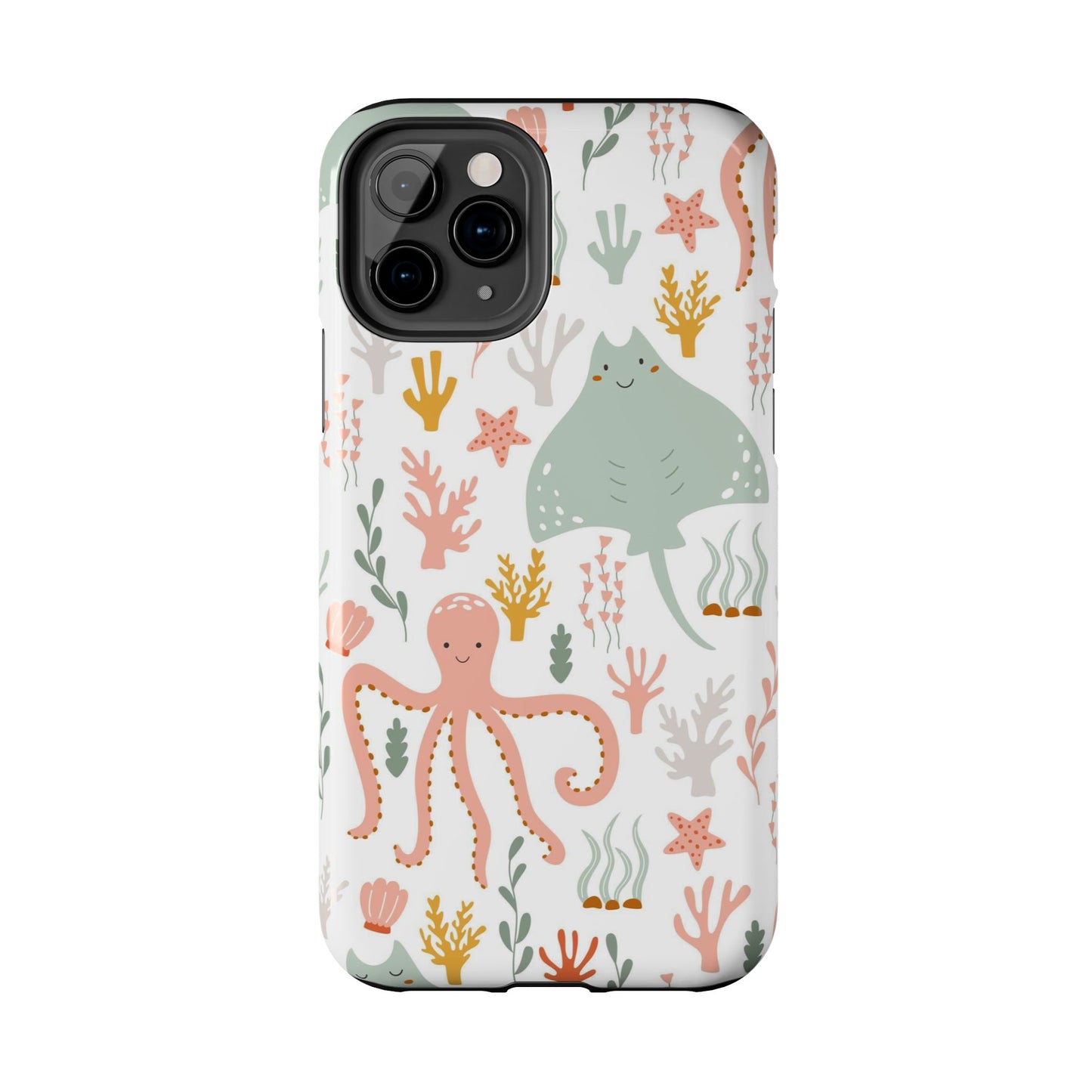 Marine seamless pattern with octopus and stingray Tough Phone Cases