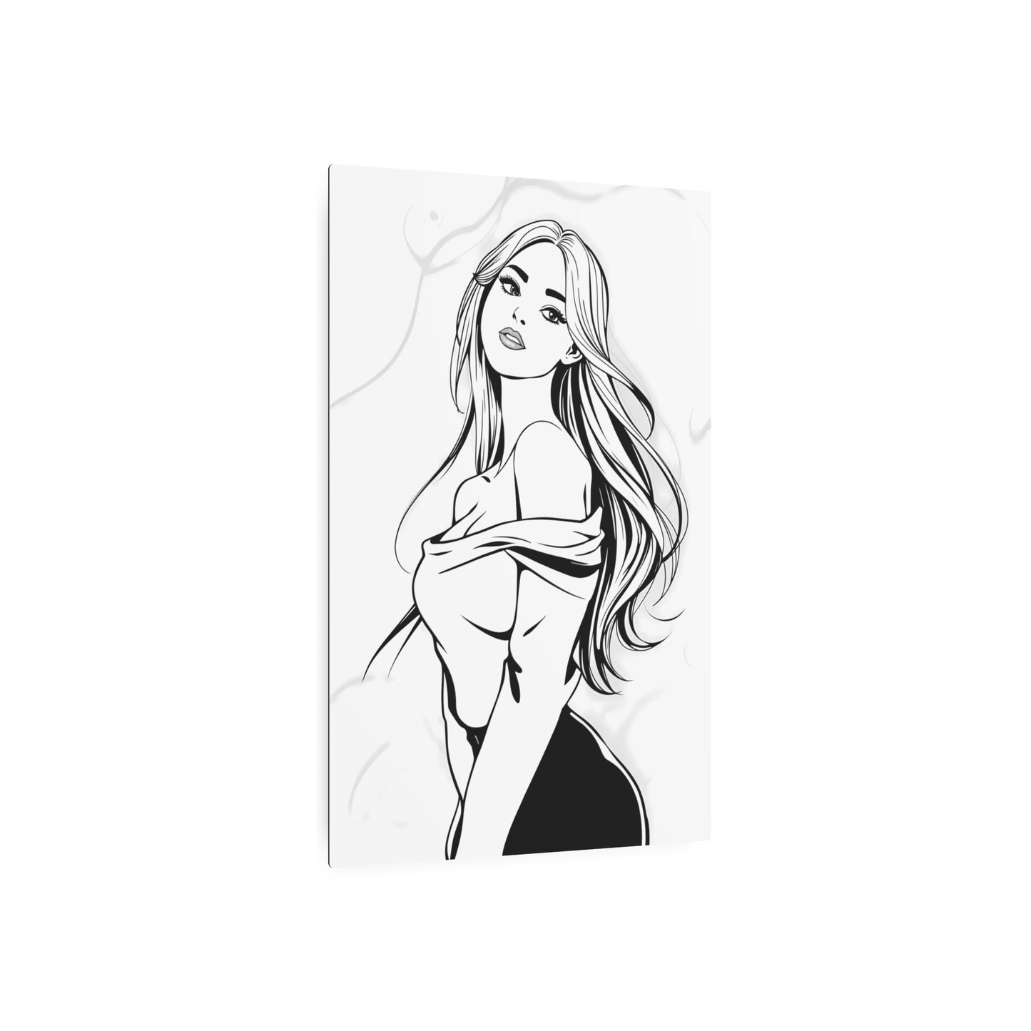 Elegant Line Art Beauty - Metal Sign Print