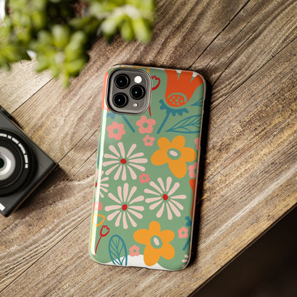 flowers in trendy retro Tough Phone Cases