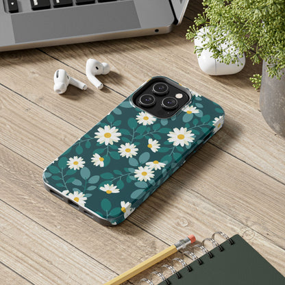 cute white daisy flower flat style seamless pattern Tough Phone Cases