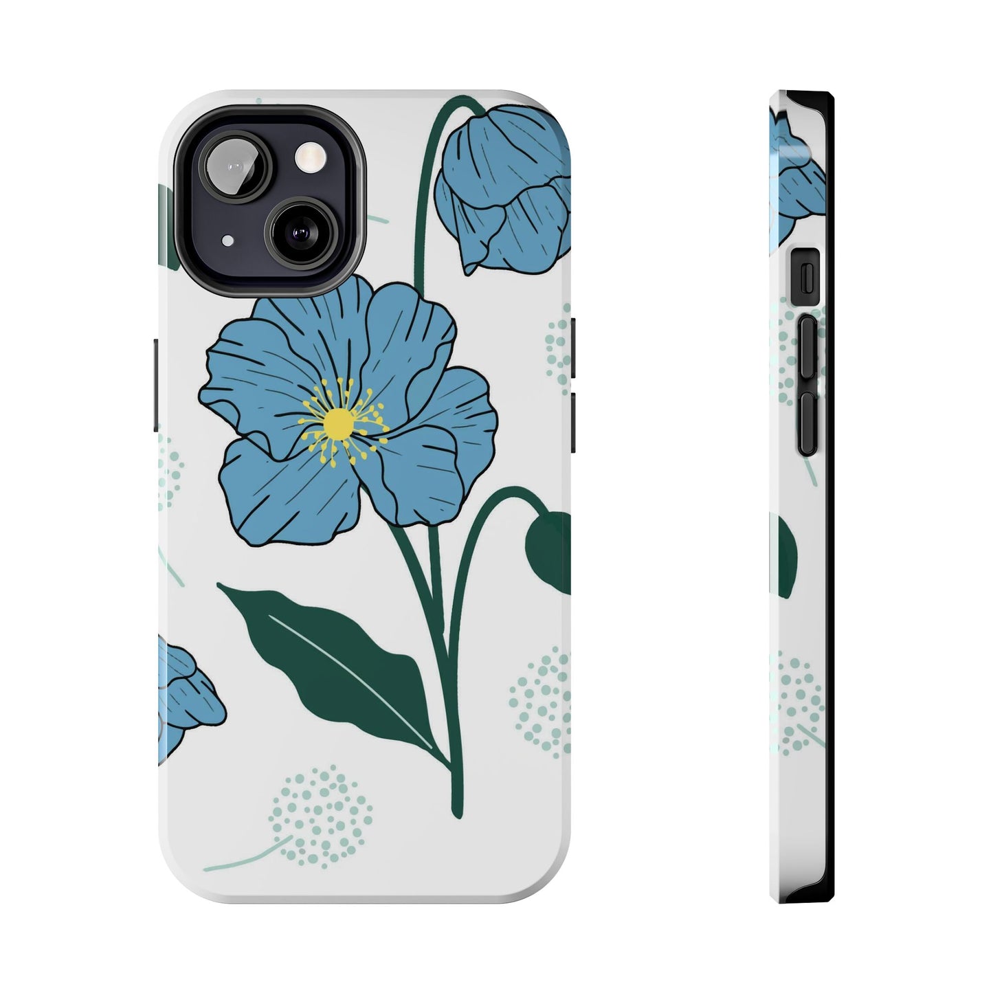 Hand drawn Blue Flower abstract Tough Phone Cases iPhone 13