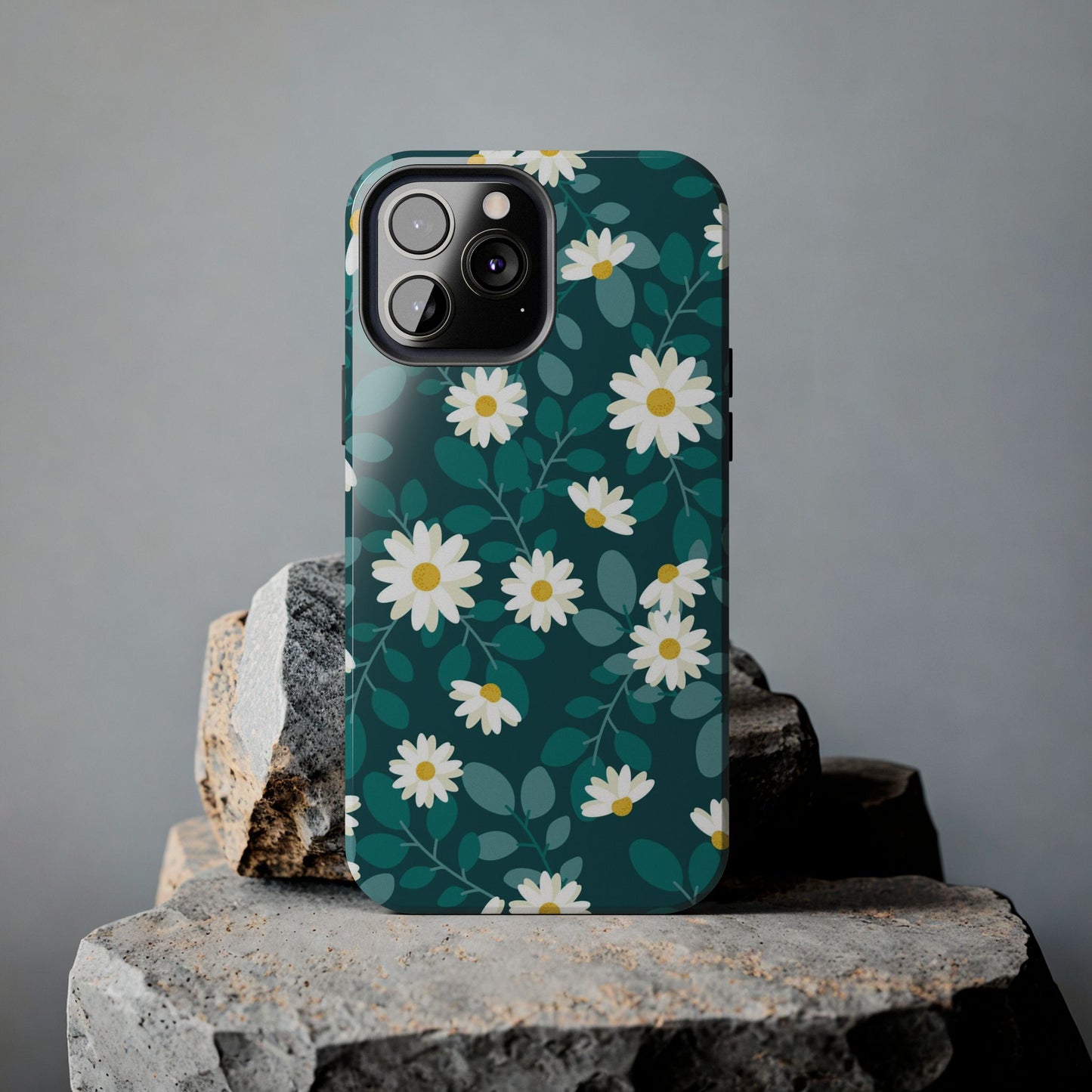 cute white daisy flower flat style seamless pattern Tough Phone Cases