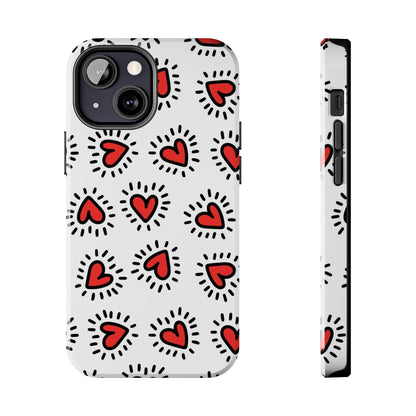 seamless pattern of Red hearts Tough Phone Cases iPhone 13 Mini