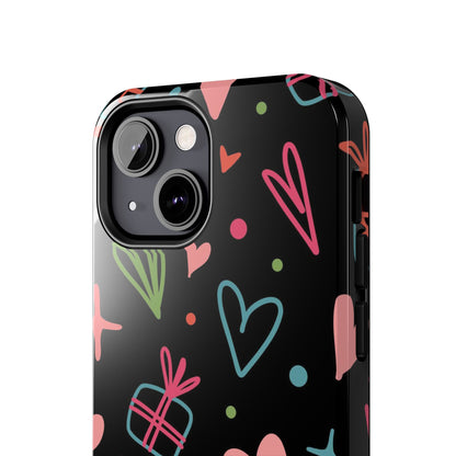 Valentine Day Doodle seamless pattern Tough Phone Cases