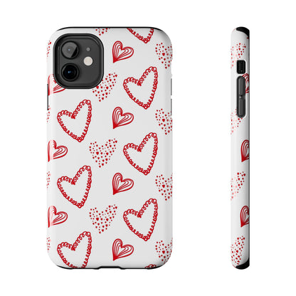 Cute hand drawn Valentine's hearts seamless pattern. Tough Phone Cases iPhone 11