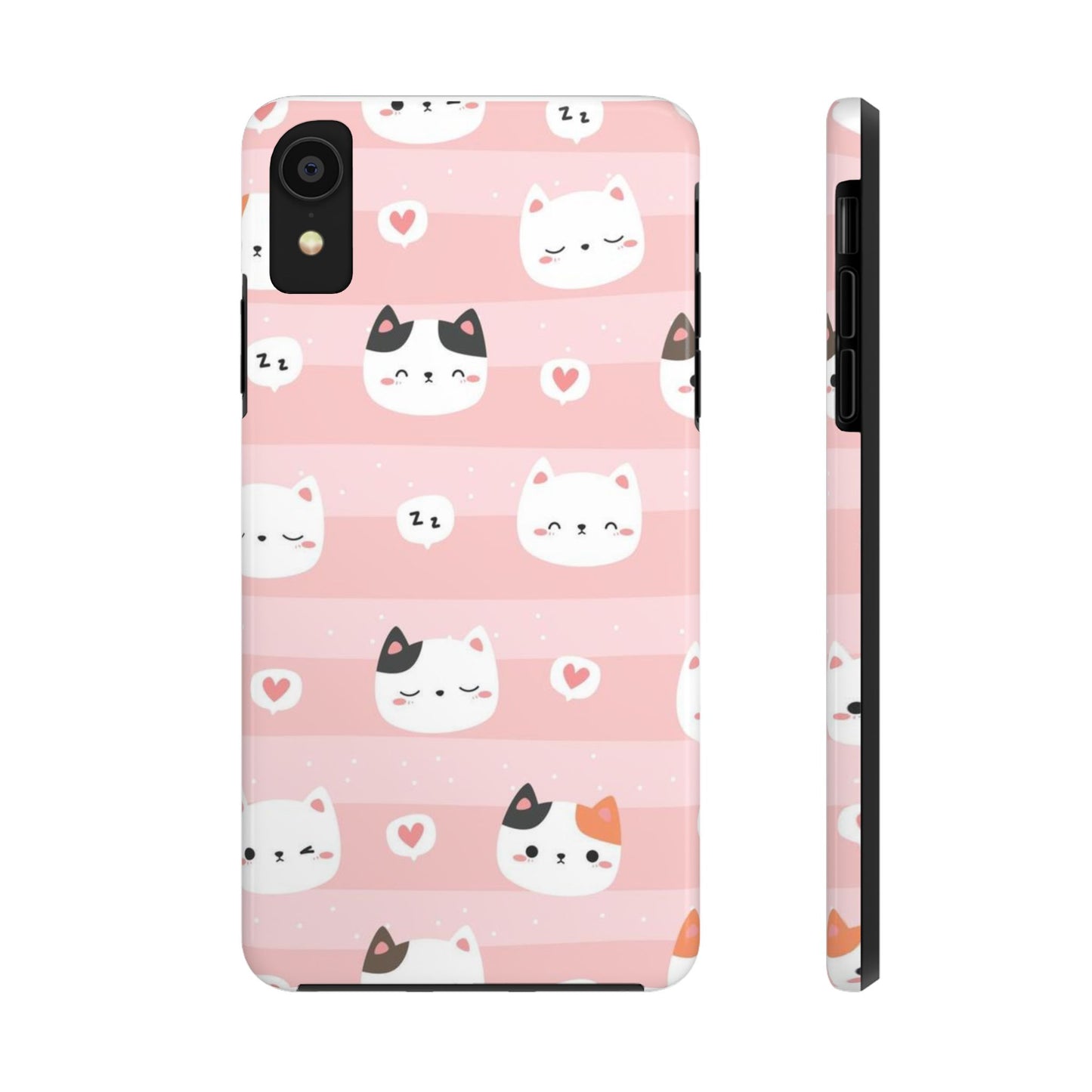 Seamless pattern with cute cats head cartoon Tough Phone Cases iPhone XR