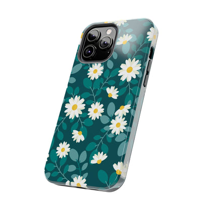 cute white daisy flower flat style seamless pattern Tough Phone Cases