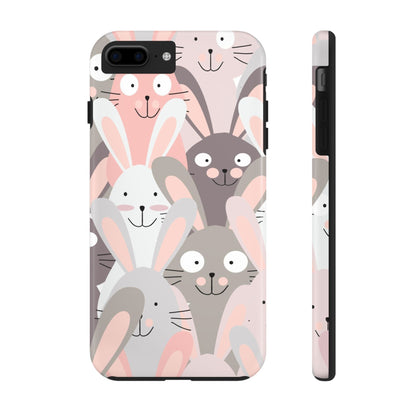 Cute baby rabbits, pink pastel color pattern Tough Phone Cases iPhone 7 Plus, iPhone 8 Plus