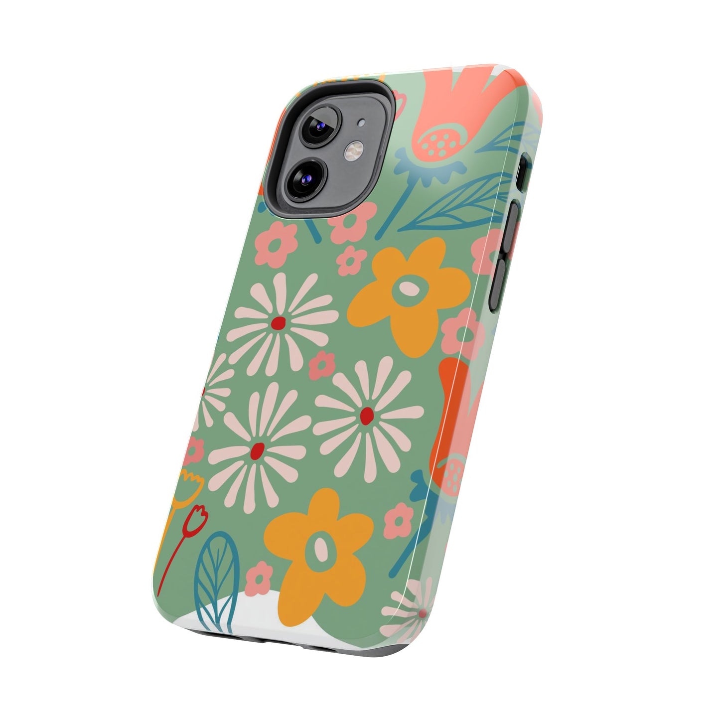 flowers in trendy retro Tough Phone Cases