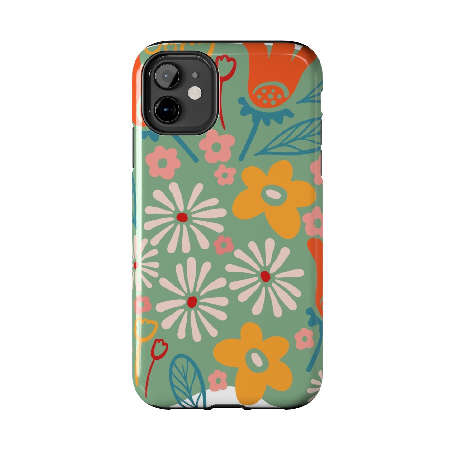 flowers in trendy retro Tough Phone Cases