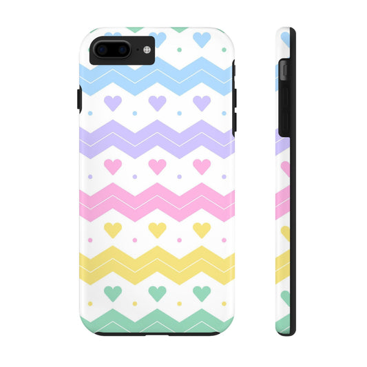 Rainbow Pastel Heart Horizontal Zig Zag Tough Phone Cases iPhone 7 Plus, iPhone 8 Plus