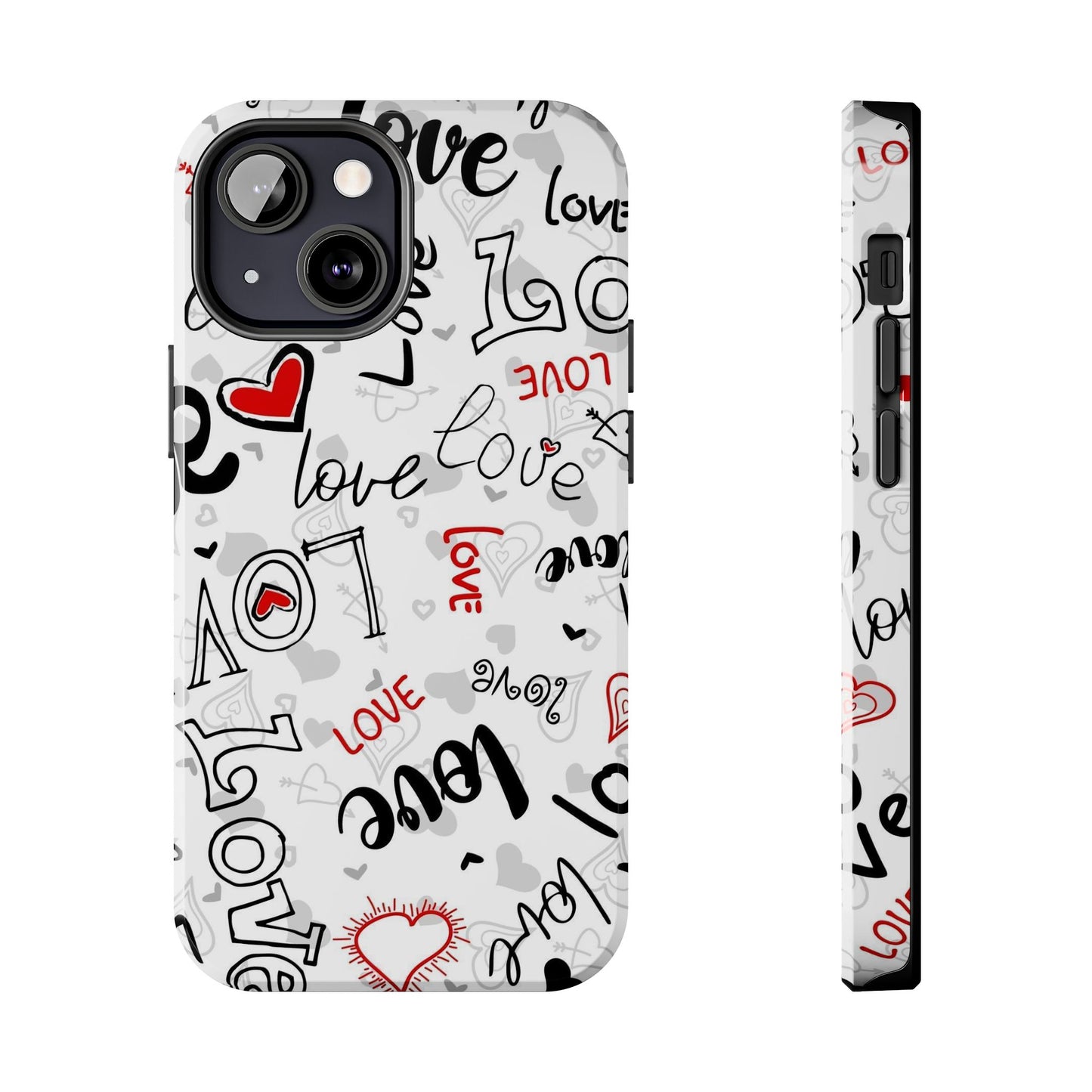 hearts with the words love Tough Phone Cases iPhone 13 Mini