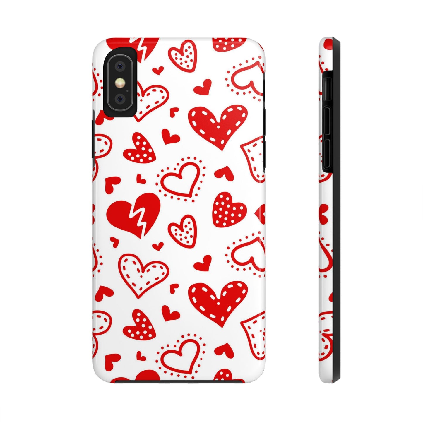 Seamless pattern of red hearts Tough Phone Cases iPhone XS