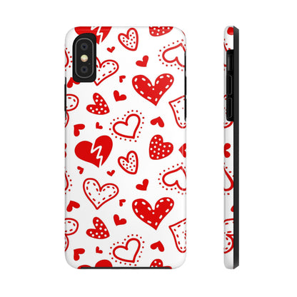 Seamless pattern of red hearts Tough Phone Cases iPhone XS