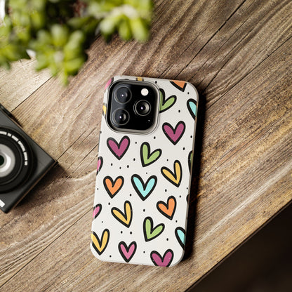 Colorful hearts seamless pattern Tough Phone Cases