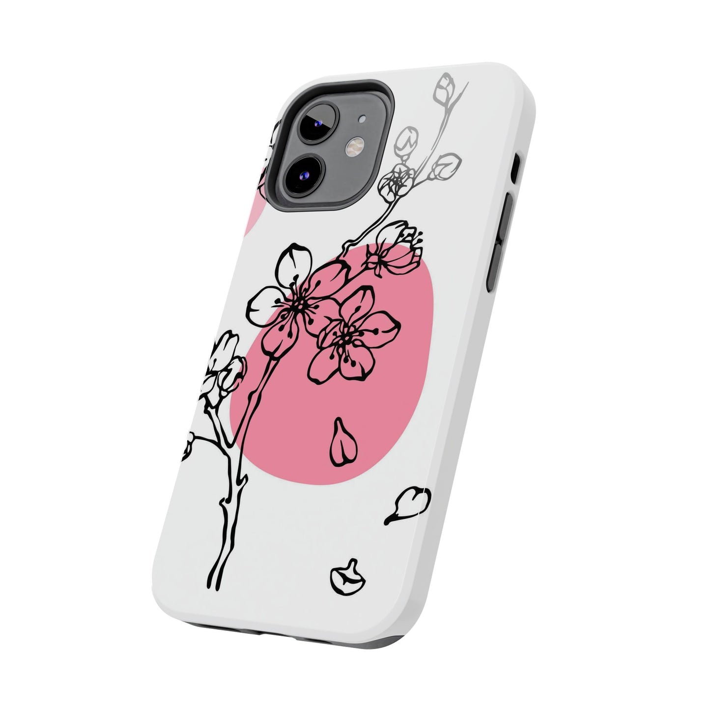 Spring blossom monochrome line art floral Tough Phone Cases