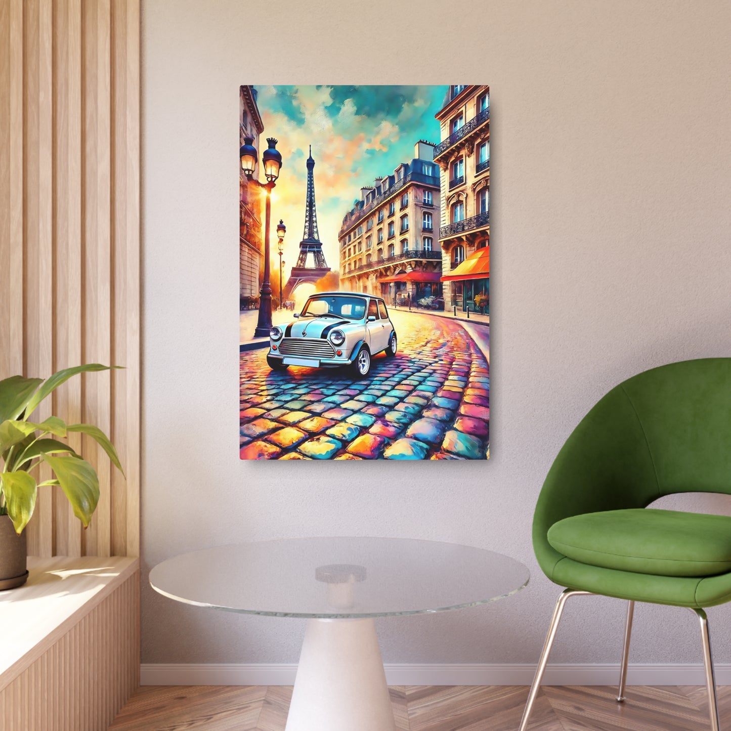 Timeless Elegance: Mini Cooper’s Parisian Journey Metal Art Sign